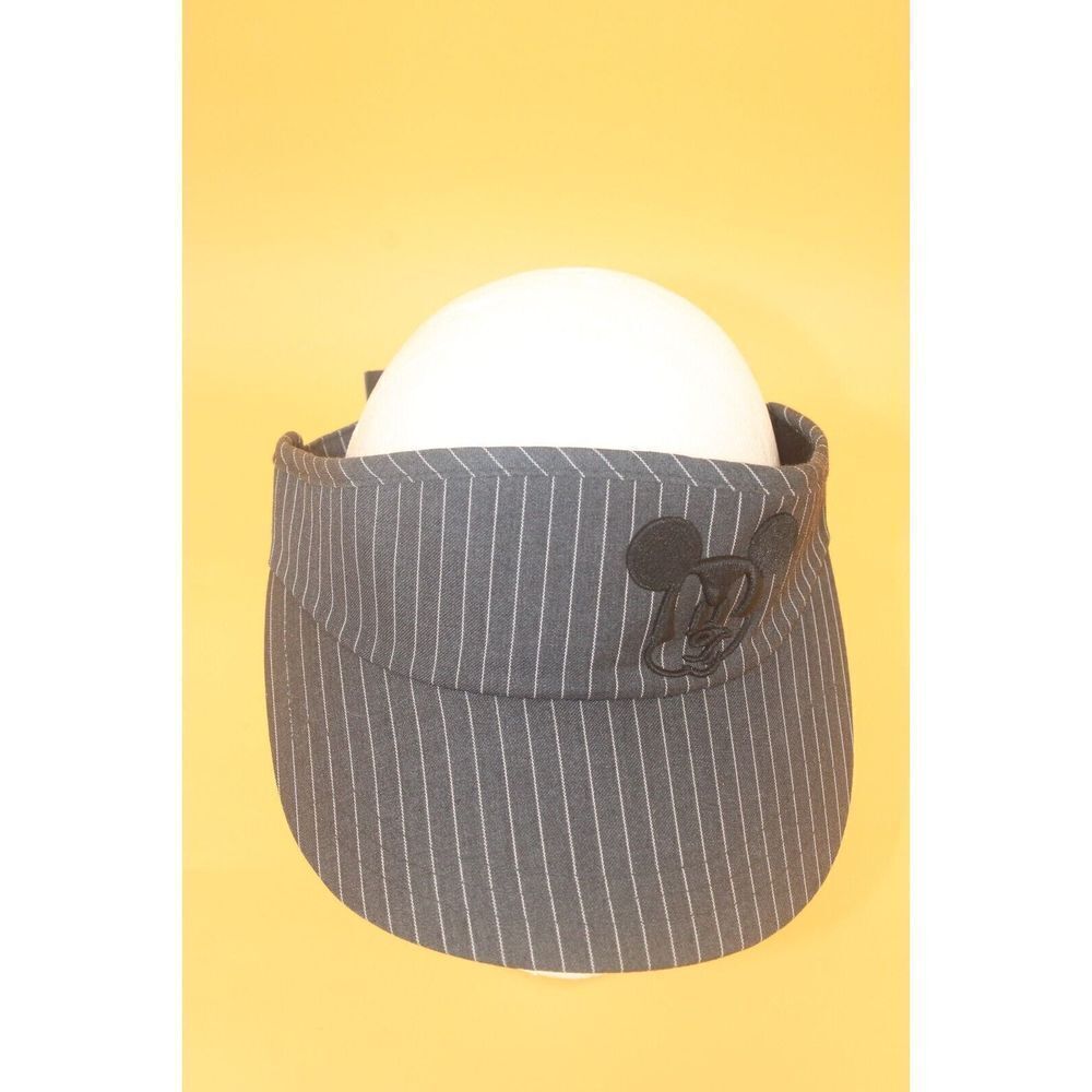 Disney Parks Striped Sun Visor With Black Embroidered Mickey OS